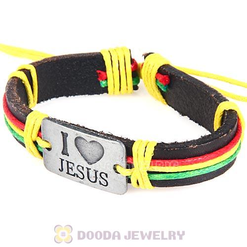 Fashion Wristbands Friendship Handmade I LOVE JESUS Leather Bracelets Wholesale