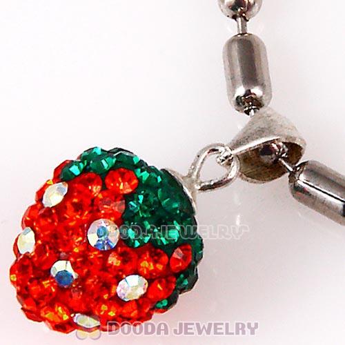 10X11mm Sterling Silver Czech Crystal Strawberry Pendants Wholesale