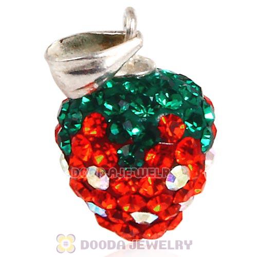 10X11mm Sterling Silver Czech Crystal Strawberry Pendants Wholesale