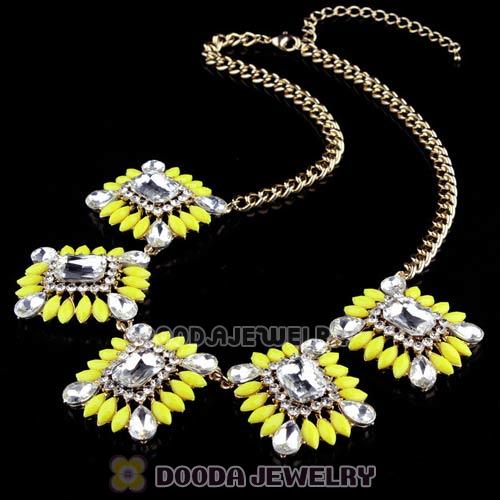 2013 Design Lollies Yellow Resin Crystal Statement Necklaces Wholesale