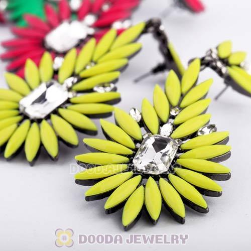 2013 Design Fashion Lollies Yellow Crystal Flower Stud Earrings Wholesale