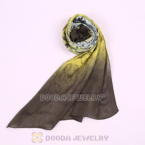 Mulberry Silk Scarves Digital Painting gradual change leave Pashmina Shawls Wholesale