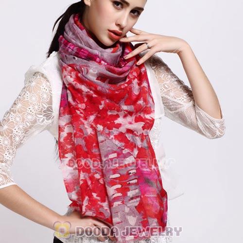 European Rural Wool Scarves Digital Painting Flowers Pashmina Shawl