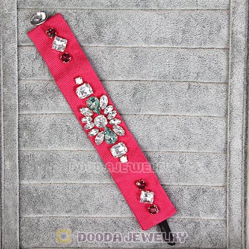 Fashion Pink Cloth and Crystal Bracelets Wholesale