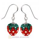 10x11mm Czech Crystal Strawberry Bead Sterling Silver Hook Earrings Wholesale