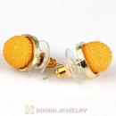 Fashion Gold Plated Yolk Yellow Bubble Strawberry Stud Earring Wholesale