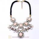 Luxury brand Multi Color Resin Crystal Flower Statement Necklaces Wholesale