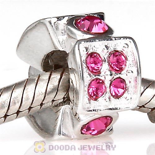 European Sterling Silver Radiance Beads with Rose Austrian Crystal