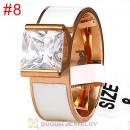 High Quality Rose Golden Titanium Steel Finger Ring with White CZ Stone