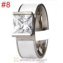 High Quality Silver Plated Titanium Steel Finger Ring with White CZ Stone