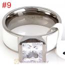 High Quality Silver Plated Titanium Steel Finger Ring with White CZ Stone