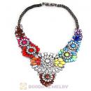 Luxury brand Multi Color Resin Crystal Flower Statement Necklaces Wholesale