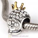 Gold Plated Crown Sterling Silver Skull Highness Bead with Crystal Austrian Crystal