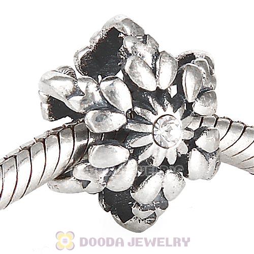 Antique Sterling Silver Christmas Snowflake Charm Beads with Crystal