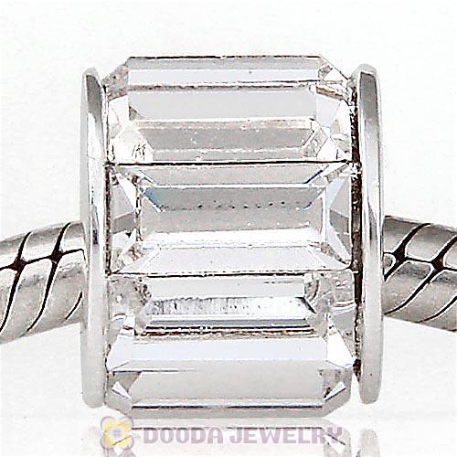 European Sterling Silver Baguette Beads with Crystal Austrian Crystal