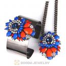 Multi Color Resin Crystal Pendant Necklace and Bangle Set Wholesale
