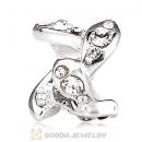 Sterling Silver Leaf Beads with Crystal Austrian Crystal