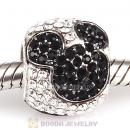 Sterling Silver Jeweled Mickey Charms with Jet and Clear Austrian Crystal