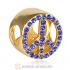 Gold Plated Sterling Silver Peace Button Beads with Sapphire Austrian Crystal