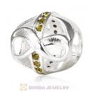 Sterling Silver Just What I Wanted Infinity Beads with Olivine Austrian Crystal
