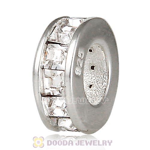 Sterling Silver Flicker Spacer Beads with Clear Austrian Crystal