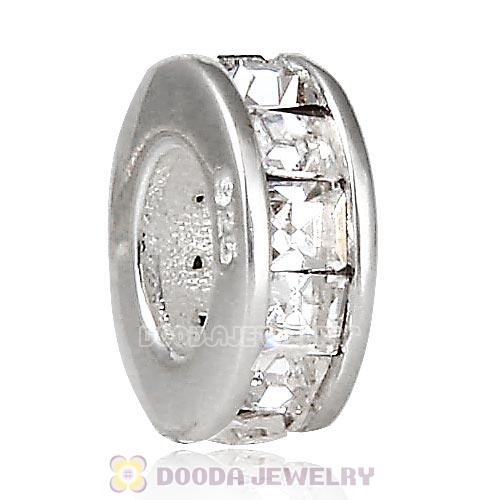 Sterling Silver Flicker Spacer Beads with Clear Austrian Crystal