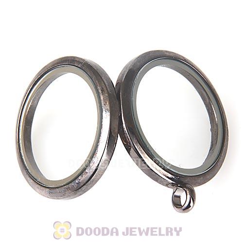 30mm Gun Black Plated Alloy Glass Floating Locket Pendant Wholesale