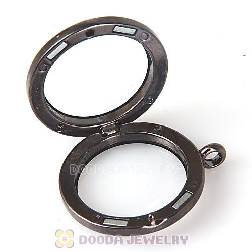 30mm Gun Black Plated Alloy Glass Floating Locket Pendant Wholesale
