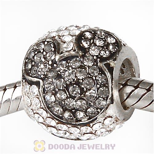 Sterling Silver Jeweled Mickey Charms with Black Diamond and Clear Austrian Crystal