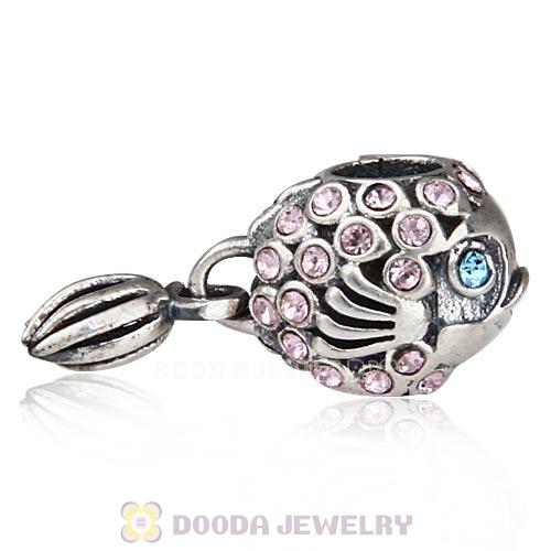 Sterling Silver Splish Splash Fish Charm with Light Amethyst Austrian Crystal