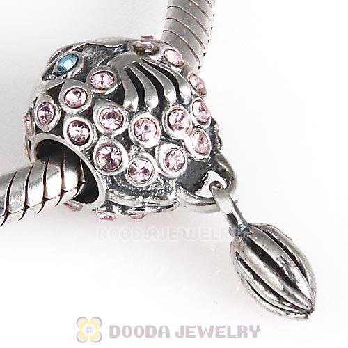 Sterling Silver Splish Splash Fish Charm with Light Amethyst Austrian Crystal