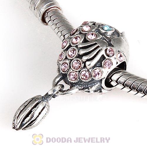 Sterling Silver Splish Splash Fish Charm with Light Amethyst Austrian Crystal