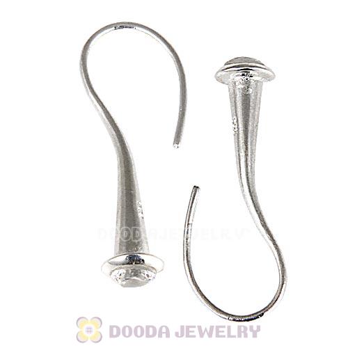 Sterling Silver Sleek Fish Hook Teardrop Earrings with CZ Stone