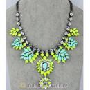 Luxury brand Yellow Purple Resin Crystal Flower Statement Necklace