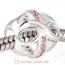 Sterling Silver Just What I Wanted Infinity Beads with Light Rose Austrian Crystal