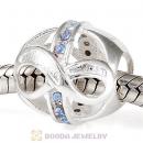 Sterling Silver Just What I Wanted Infinity Beads with Light Sapphire Austrian Crystal