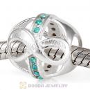Sterling Silver Just What I Wanted Infinity Beads with Blue Zircon Austrian Crystal
