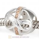 Sterling Silver Just What I Wanted Infinity Beads with Light Peach Austrian Crystal