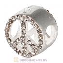 Sterling Silver Peace Button Beads with Black Diamond Austrian Crystal