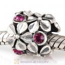 Sterling Silver Buttercup Flower European Beads with Amethyst Austrian Crystal