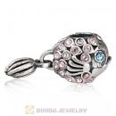 Sterling Silver Splish Splash Fish Charm with Light Amethyst Austrian Crystal