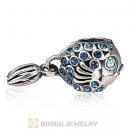 Sterling Silver Splish Splash Fish Charm with Montana Austrian Crystal