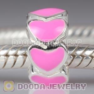 S925 Sterling Silver European Style Beads Enamel Pink Love to Love