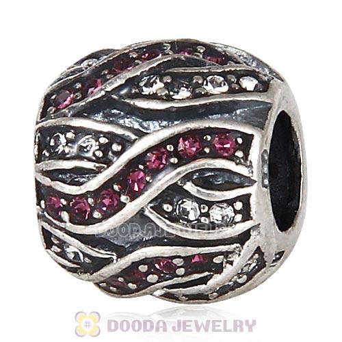 Sterling Silver Entwined Beads with Amethyst and Clear Austrian Crystal