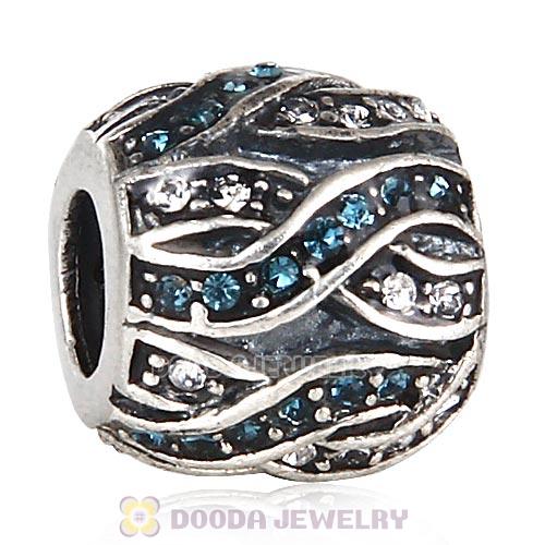 Sterling Silver Entwined Beads with Montana and Clear Austrian Crystal