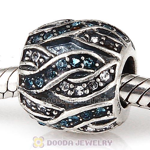 Sterling Silver Entwined Beads with Montana and Clear Austrian Crystal