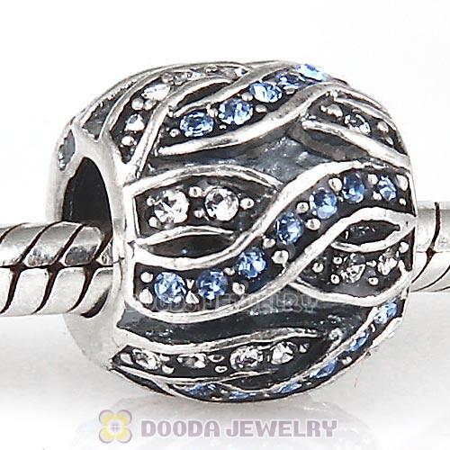 Sterling Silver Entwined Beads with Light Sapphire and Clear Austrian Crystal