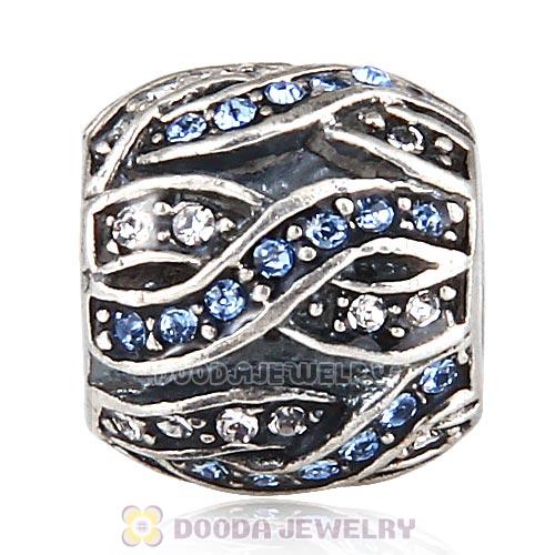 Sterling Silver Entwined Beads with Light Sapphire and Clear Austrian Crystal