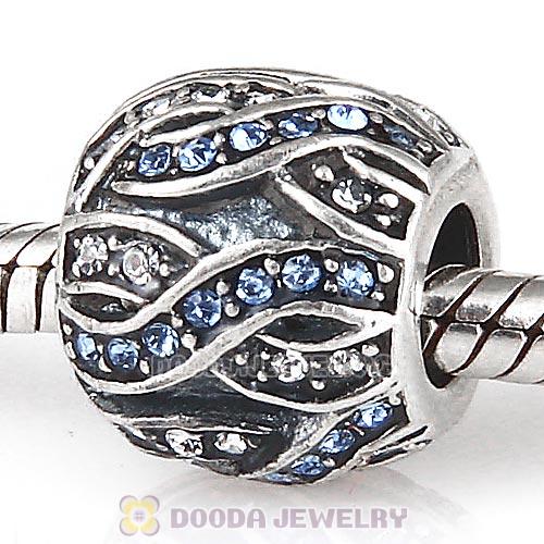 Sterling Silver Entwined Beads with Light Sapphire and Clear Austrian Crystal