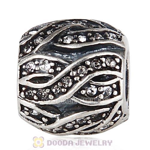 Sterling Silver Entwined Beads with Black Diamond and Clear Austrian Crystal